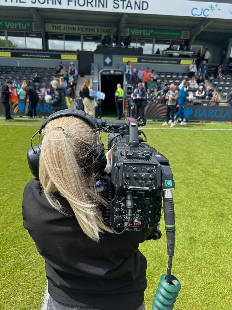 Ellie Lapping camera operating WSL live broadcast